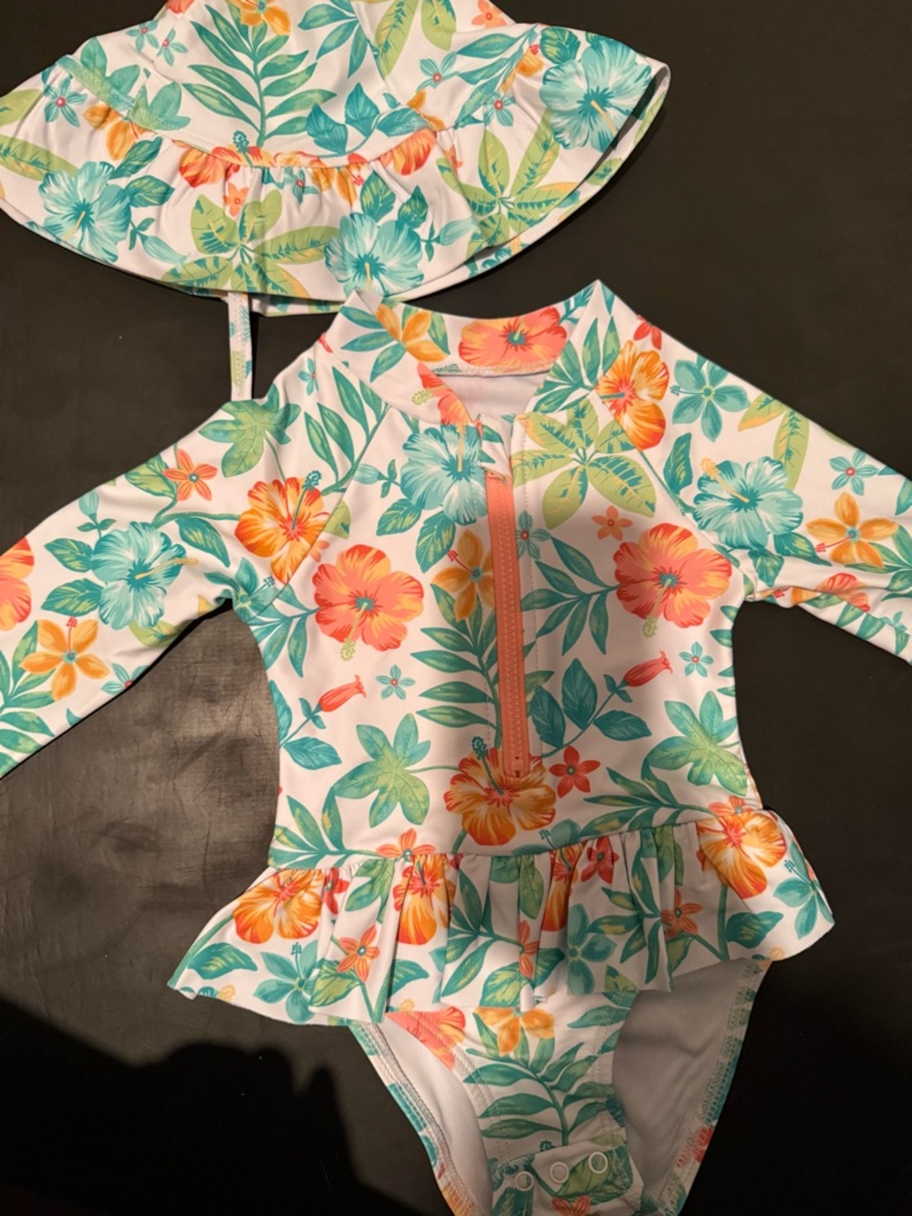 NWT - Little Me Swim-set - Rashguard & Hat - 18 mos - UPF 50 +